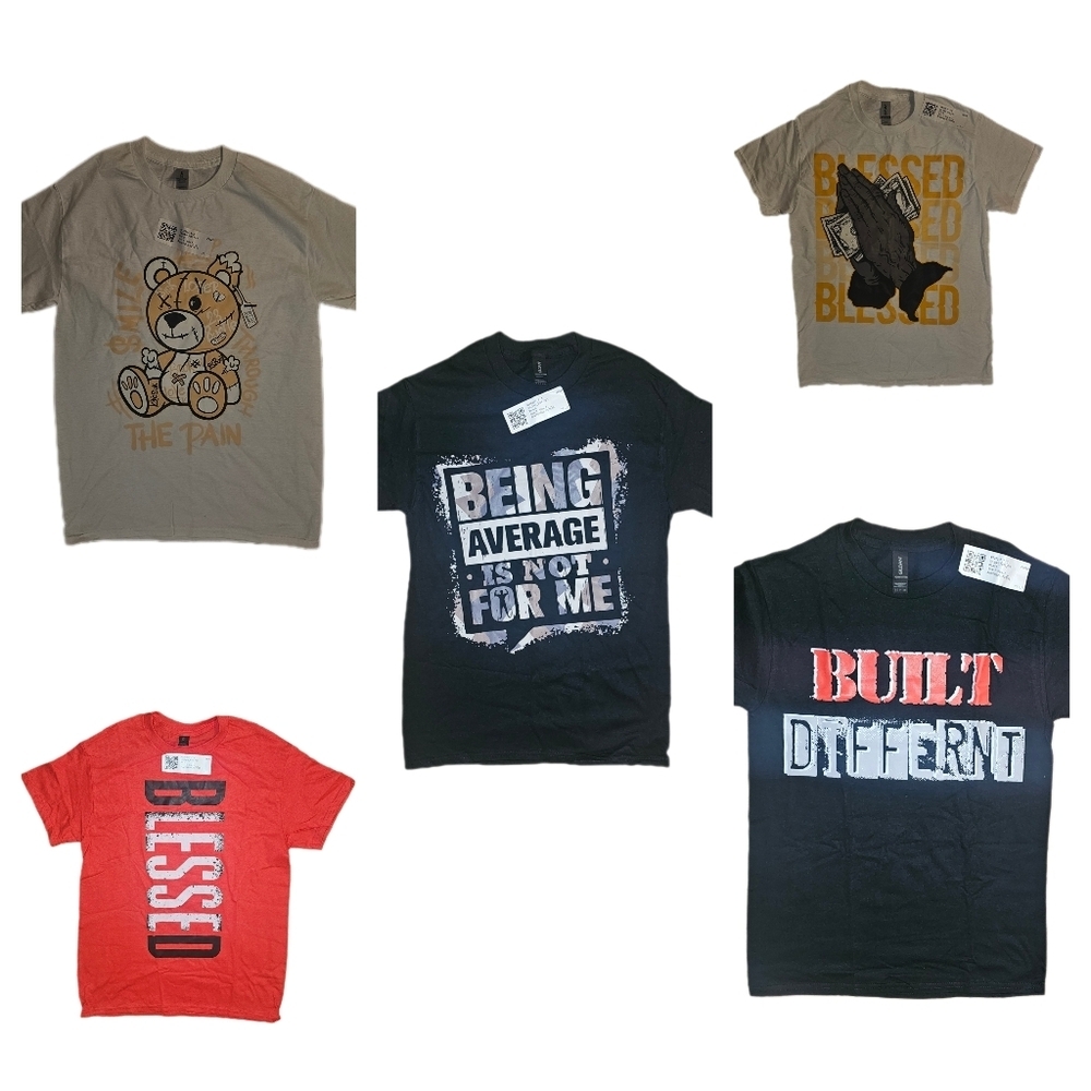 Gildan Graphic Short Sleeve T-Shirt - 5 Pack, Size S